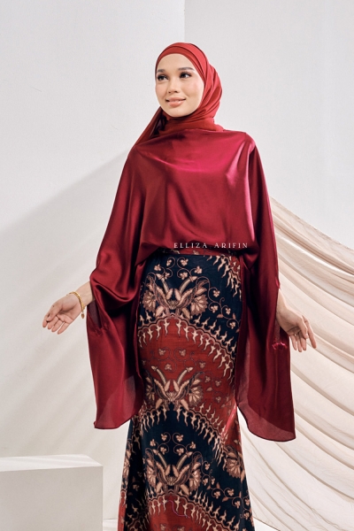 Caftan Anggun 2.0 in Maroon (TOP ONLY)